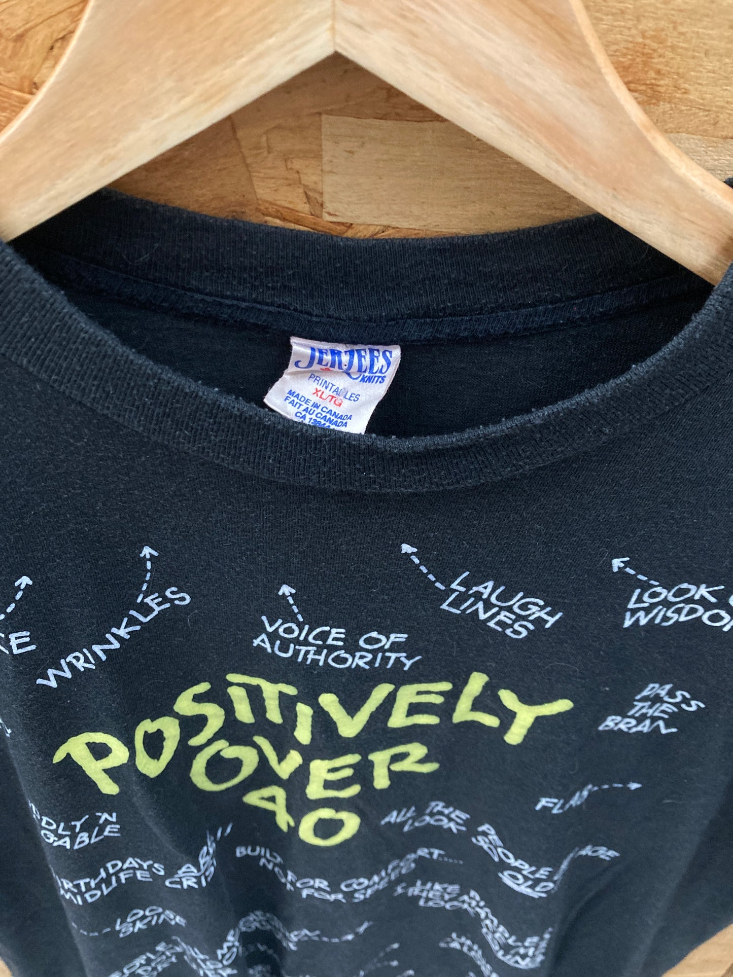 Vintage 90s positively over 40 all over print single stitch t-shirt size XL
