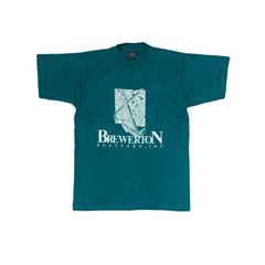 Vintage 90s Brewerton boatyard single stitch turquoise blue t-shirt size medium