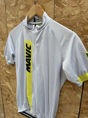 Mavic Cycling Jersey Short Sleeve Men's Size L Gray Yellow Full Zip Bike Shirt