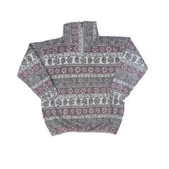 Vintage 90s Aztec Pattern Faded Fleece Pullover Sweater M Purple Grey