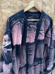 Vintage L.L.Bean XL Bleached Tie-Dye Sweatshirt Pullover Black Pink Men's