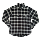 Vintage Y2K black & white fuzzy check heavy cotton shirt size XL