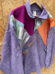 Vintage 90s purple salmon block panel qtr zip crazy fleece size M by Campagnolo