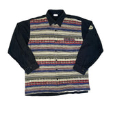 Vintage 90s Aztec stripe & panel black long sleeve shirt size XXL by Rockugen