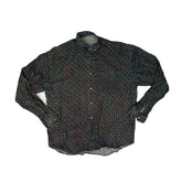 Vintage Y2K dark green red paisley monogram chequered pattern long sleeve 100% viscose shirt size XL