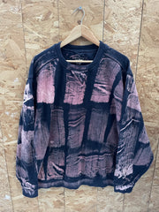 Vintage L.L.Bean XL Bleached Tie-Dye Sweatshirt Pullover Black Pink Men's