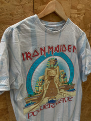 Iron Maiden Powerslave all over tie dye blue rock band t-shirt size large