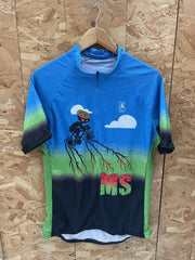 Vintage MS Blasting Short Sleeve Cycling Jersey XL Blue Green Black
