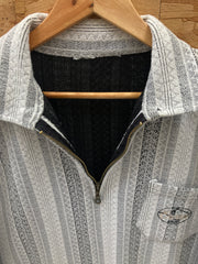 Vintage 90s black white Aztec ethnic stripe quarter zip sweater size XL