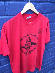 Vintage 80s Gathering of Nations Albuquerque New Mexico marathon USA red single stitch t shirt size