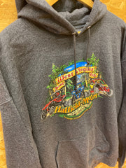 Vintage Y2K West Virginia 3D print nature scene ATV off road dark grey hoodie size XXL