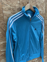 Adidas Track Jacket Teal Blue White Stripes Full Zip Women's Size S