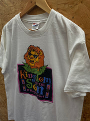 Vintage 90s Safari lion quirky single stitch white t-shirt size large by Hanes