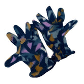 Vintage Unisex Crazy Fleece Gloves Geometric Print Size XL