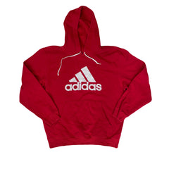 Vintage Y2K Adidas red spell out embroidered stripe logo hoodie size medium