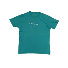 Vintage Y2K Quiksilver Men's Surf Skate T-Shirt Medium Teal Graphic