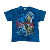 Vintage 90s tie-dye blue wolfs USA flag souvenir t-shirt size large by Delta