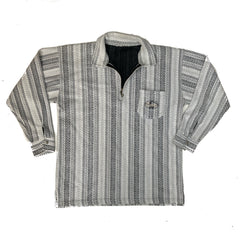 Vintage 90s black white Aztec ethnic stripe quarter zip sweater size XL
