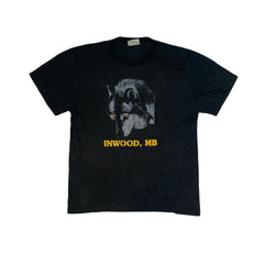 Vintage 70s Inwood Manitoba wolf print black single stitch t-shirt size small