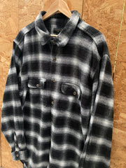 Vintage Y2K black & white fuzzy check heavy cotton shirt size XL