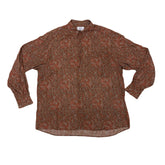 Vintage 80s ugly grungy abstract geometric pattern rust orange brown oversized long sleeve viscose r