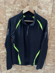 Athletic Pullover 1/4 Zip Black Neon Running Jacket Men's M