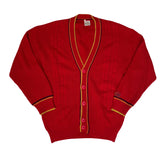Vintage 70s red yellow preppy freshman mod style button up cardigan size 48 large by Lasa