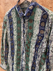 Vintage 90s green blue abstract pattern ugly shirt size medium by Challenger