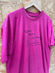 Vintage 80s ‘Grace that is greater’ religious quote fuschia pink single stitch t shirt size XXL by B