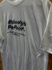 Vintage 90s quirky funny Nobody's Perfect single stitch white t-shirt size XL