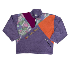Vintage 90s purple salmon block panel qtr zip crazy fleece size M by Campagnolo