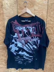 Vintage Y2K Tapout Expression of combat red & white print black t-shirt size XL