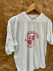 Vintage 90s St. Odulphus Lyceum Tilburg T-Shirt White Red Size M