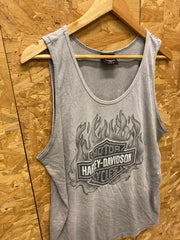 Vintage 90s Harley Davidson Jim’s St Petersburg beach Florida grey double print vest gym sleeveless