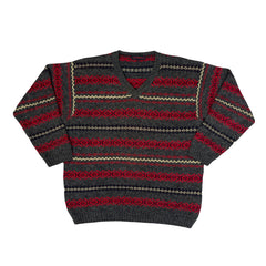 Vintage Y2K grey red yellow grandad jumper size XL by Osvaldo Bruni