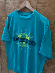 Vintage 90s turquoise Wilson Tennis globe logo single stitch t-shirt size XL