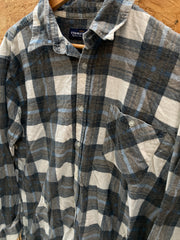 Vintage 90s grey blue check pattern flannel cotton shirt size XL by Stanley