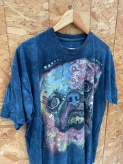Vintage Y2K The Mountain Pug Dog Tie Dye T-Shirt Size XL Blue Graphic Tee