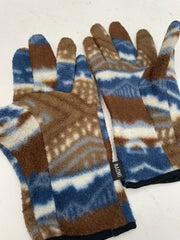 Naomi Fleece Gloves M Blue Brown White Patterned Winter Warm Unisex
