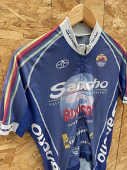 Vintage Sancho Cycling Jersey Blue Short Sleeve M Majorca Bike Race Shirt