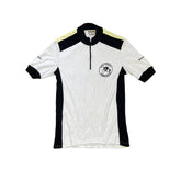 Vintage 70s East German Storck Cycling Jersey L White Black Yellow Zip L'Eroica
