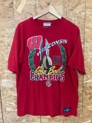 Vintage 99 Wisconsin Rose Bowl champions red USA souvenir tshirt size XL