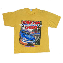 Vintage yellow NASCAR Lowes quality 500 race souvenir t-shirt size XL by Gildan