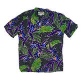 Vintage 90s purple green cotton floral Hawaiian shirt size M by Paradise Found