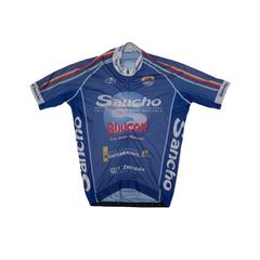 Vintage Sancho Cycling Jersey Blue Short Sleeve M Majorca Bike Race Shirt