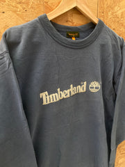 Vintage 90s muted navy blue crew neck spell out sweater size M by Timberland