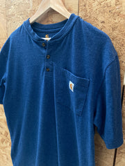 Vintage 90s blue  Carhartt button up pocket logo t-shirt size medium