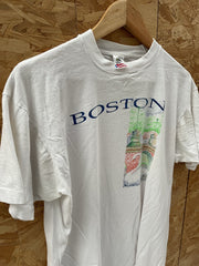 Fruit of the Loom Boston Graphic T-Shirt White Size L Vintage 90s