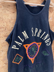 Vintage 90s Palm Springs muscle vest souvenir black single stitch t-shirt size M