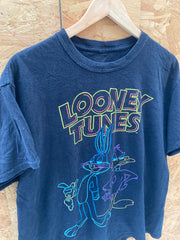Vintage Y2K Loony Tunes neon light effect black souvenir t-shirt size large